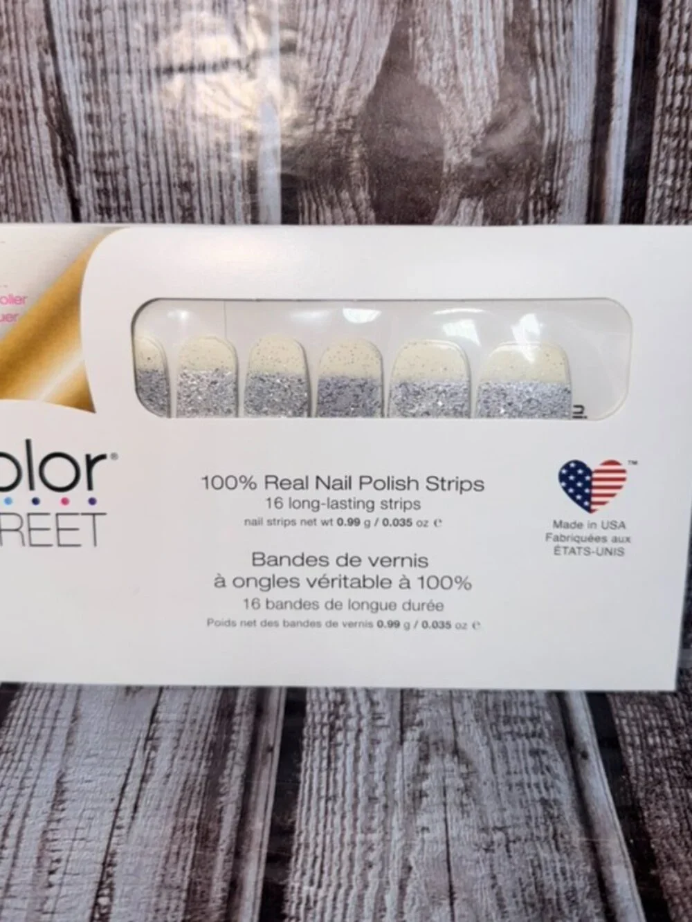 Dripping in Diamonds Color Street Nail Polish Strips Silver Glitter